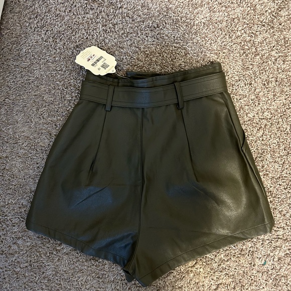 Altar’d State Olive Faux Leather High Rise Shorts — NWT - Picture 4 of 5